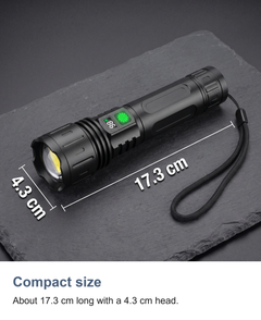 Rechargeable LED torch with zoom: Compact size
