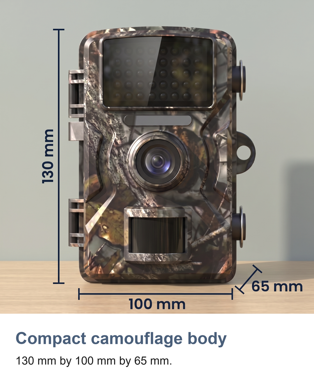 Wildlife trail camera with night vision: Compact camouflage body