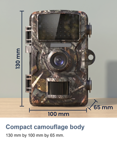 Wildlife trail camera with night vision: Compact camouflage body