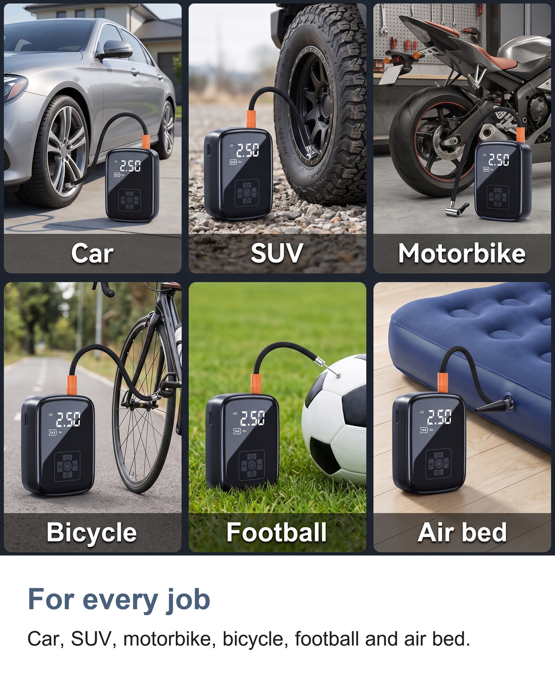 Cordless digital tyre inflator: For every job