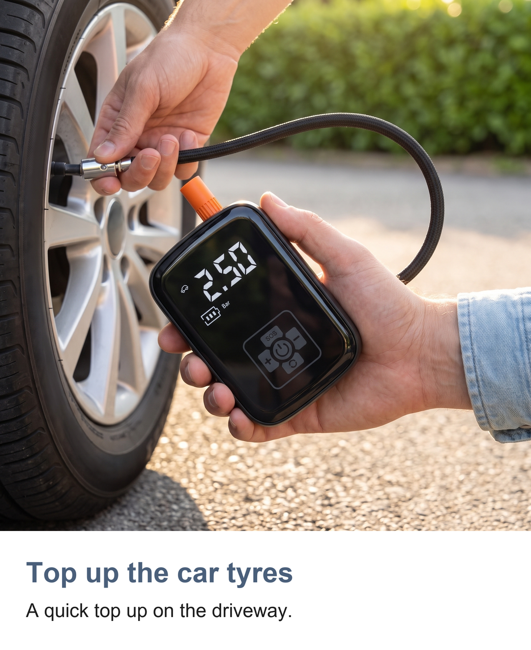 Cordless digital tyre inflator: Top up the bike tyres