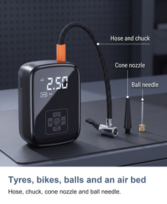 Cordless digital tyre inflator: Tyres, bikes, balls and an air bed