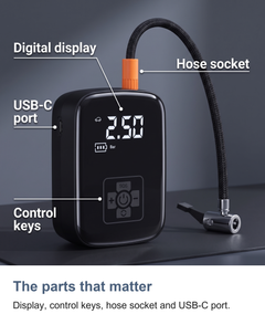 Cordless digital tyre inflator: The parts that matter