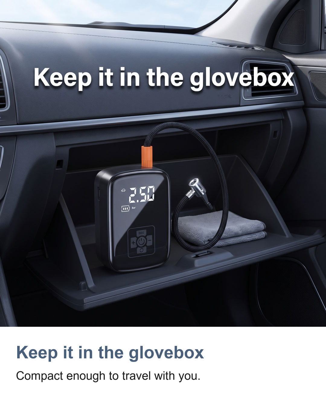 Cordless digital tyre inflator: Keep it in the glovebox