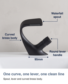 Waterfall basin mixer tap: One curve, one lever, one clean line