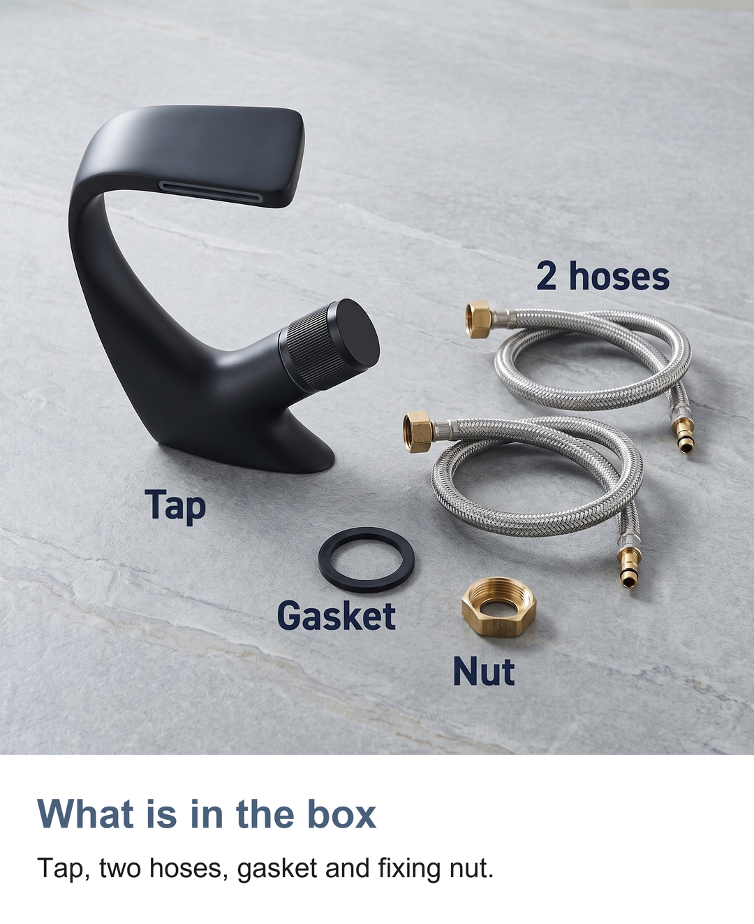 Waterfall basin mixer tap: What is in the box