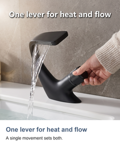 Waterfall basin mixer tap: One lever for heat and flow