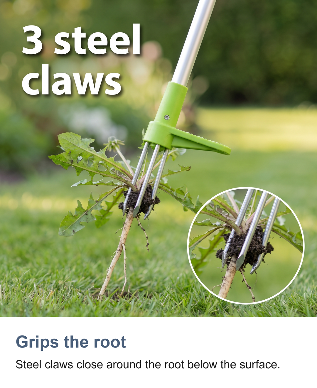 Stand up weed puller: Grips the root