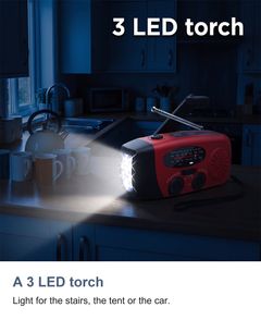Wind up radio with torch: A 3 LED torch