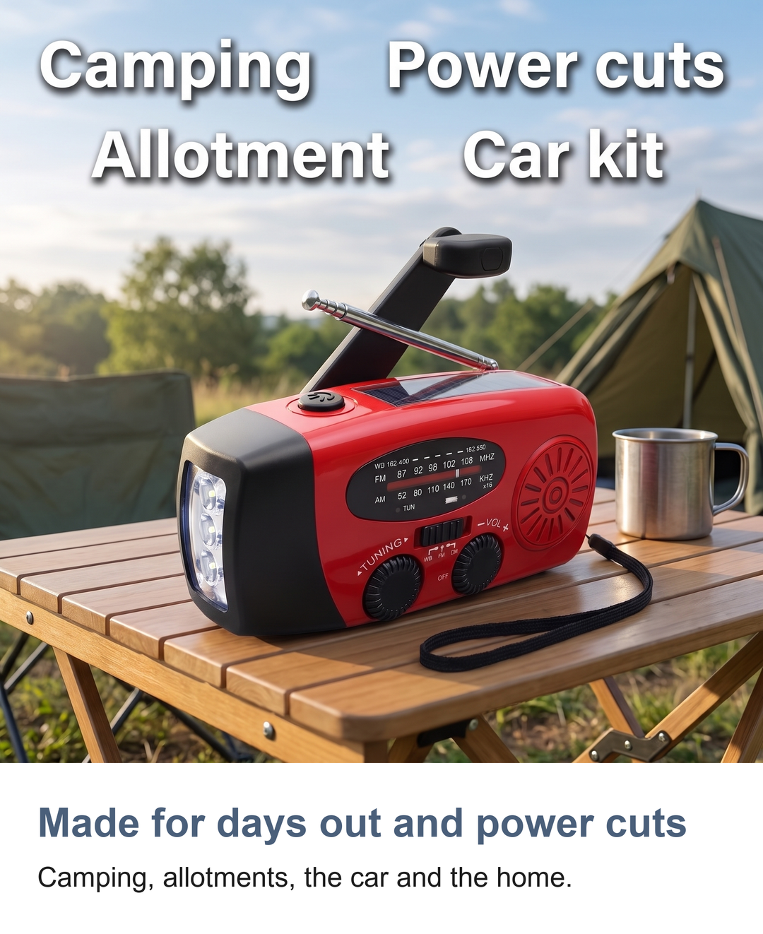 Wind up radio with torch: Made for days out and power cuts