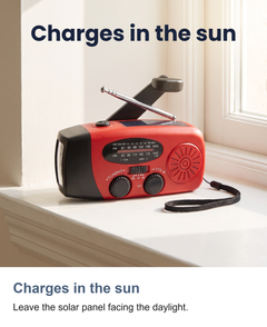 Wind up radio with torch: Charges in the sun