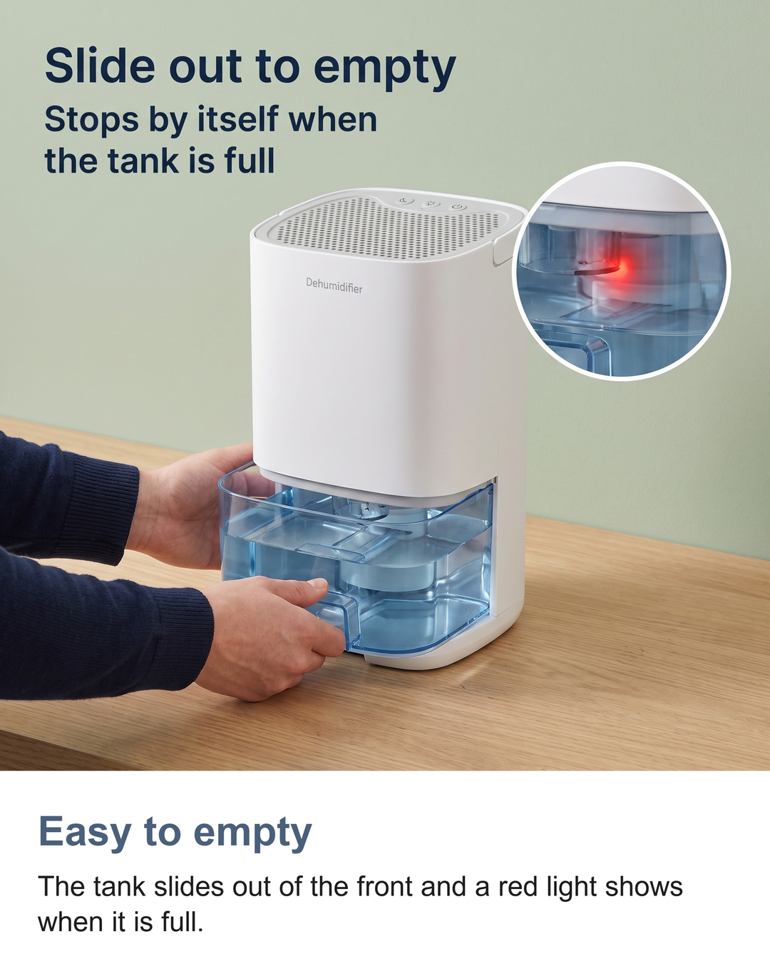 Small dehumidifier: Easy to empty