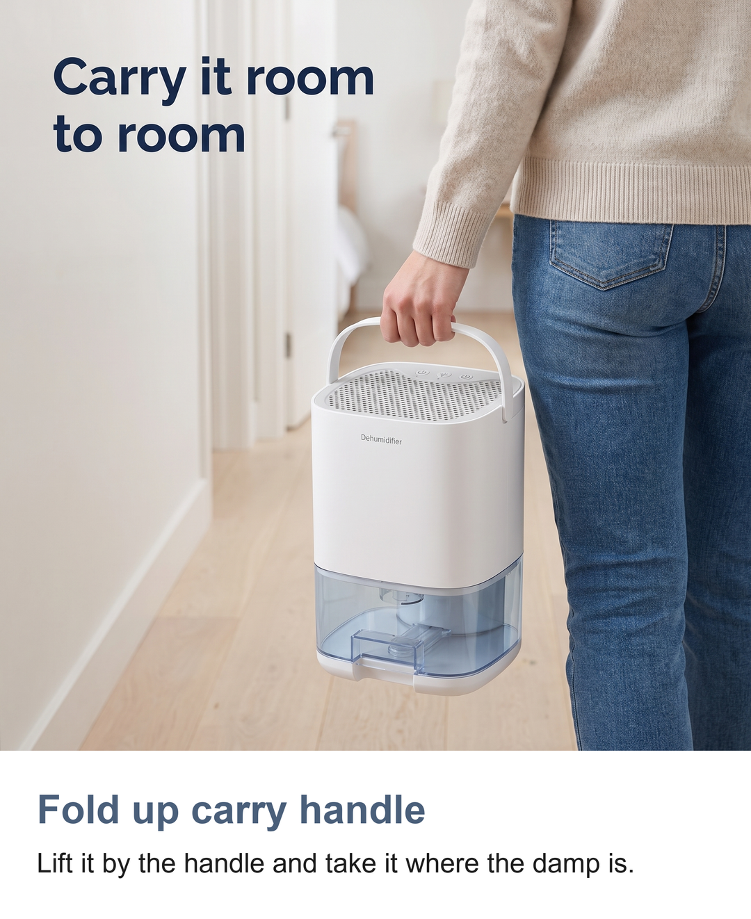 Small dehumidifier: Fold up carry handle