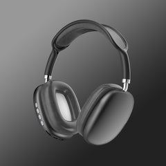 Wireless over ear headphones with microphone in black