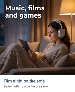 Wireless over ear headphones: Film night on the sofa