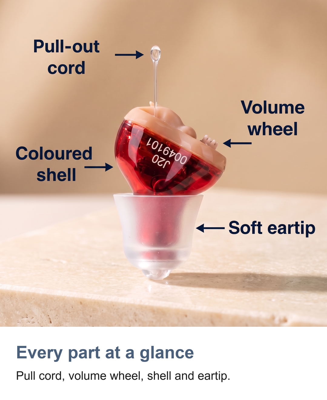 In-ear hearing amplifier: Every part at a glance