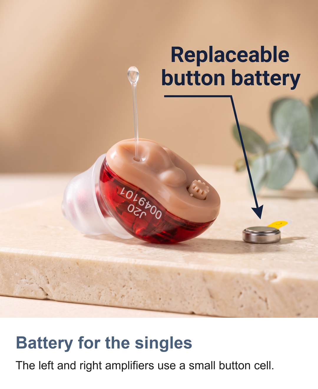 In-ear hearing amplifier: Battery for the singles