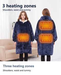 Heated hoodie blanket: Three heating zones