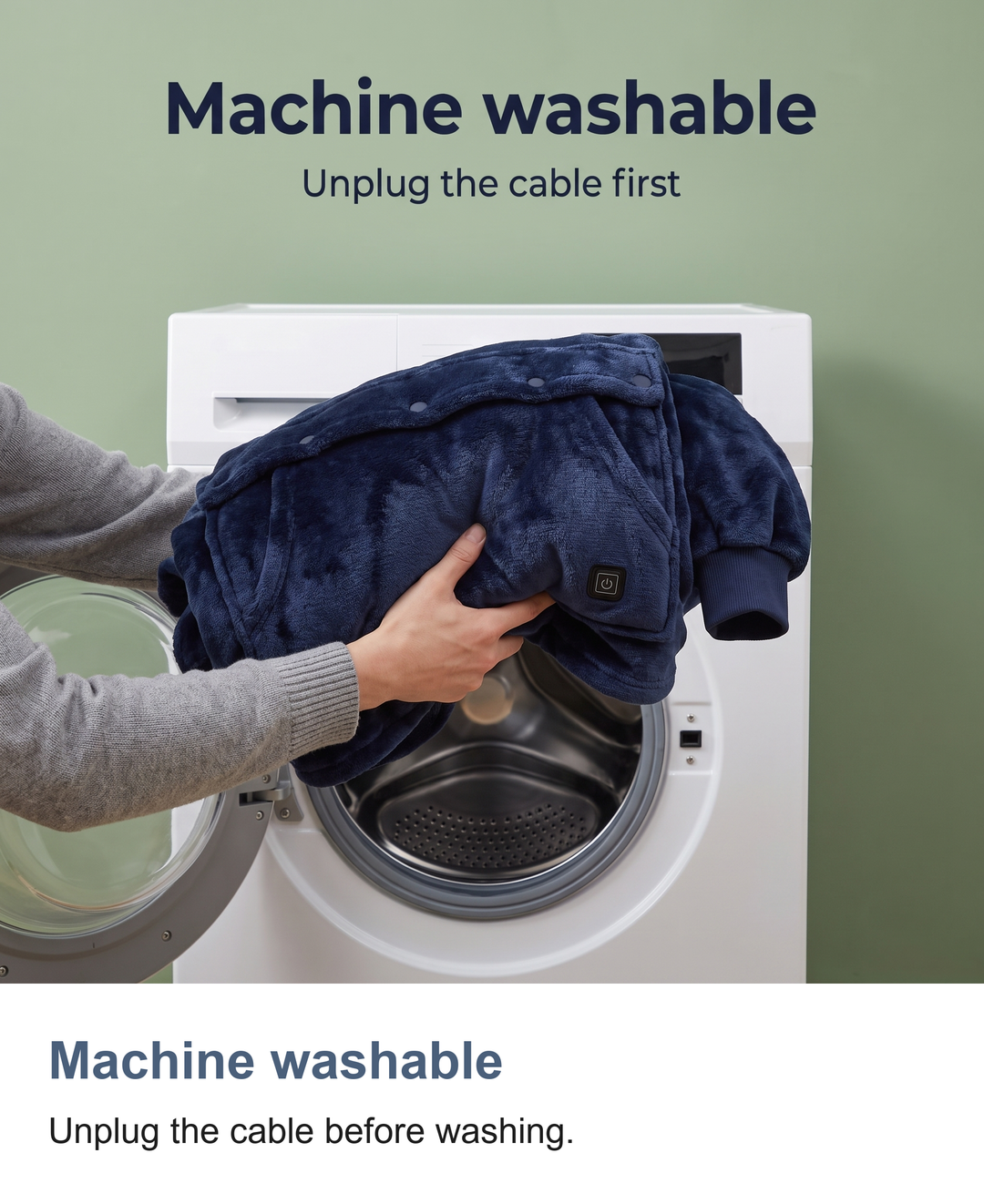 Heated hoodie blanket: Machine washable