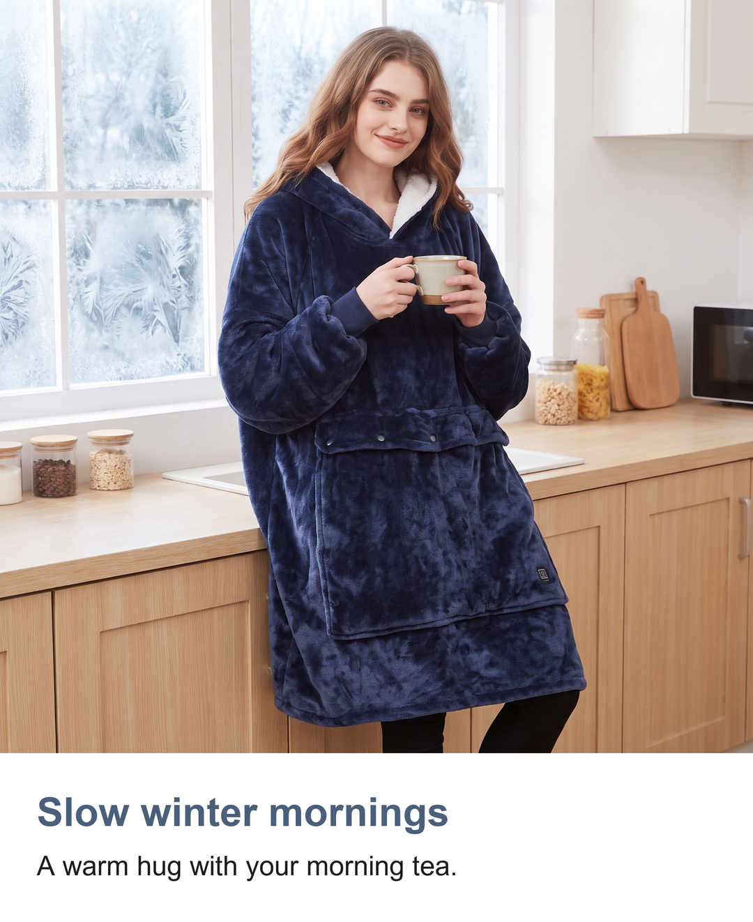 Heated hoodie blanket: Slow winter mornings