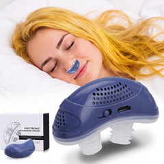 Electric anti snoring device, rechargeable snore stopper in blue
