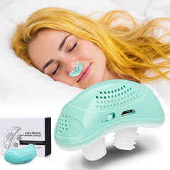 Electric anti snoring device, rechargeable snore stopper in green