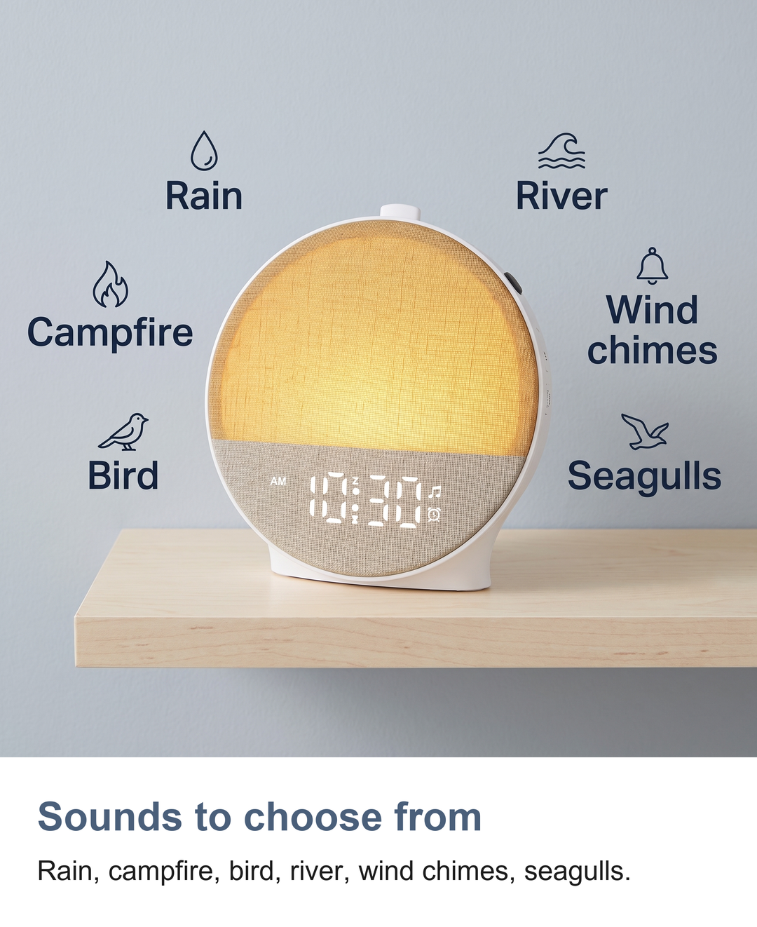 Sunrise clock: Sounds to choose from