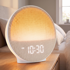 Sunrise alarm clock with Bluetooth speaker and wake up light