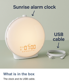 Full-screen sunrise alarm clock: What is in the box