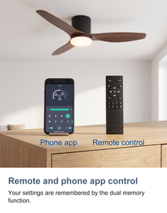 Low profile ceiling fan with light: Remote and phone app control