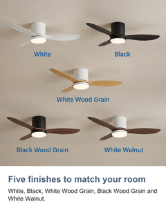 Low profile ceiling fan with light: Five finishes to match your room
