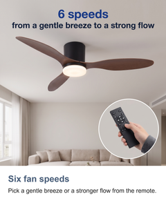 Low profile ceiling fan with light: Six fan speeds