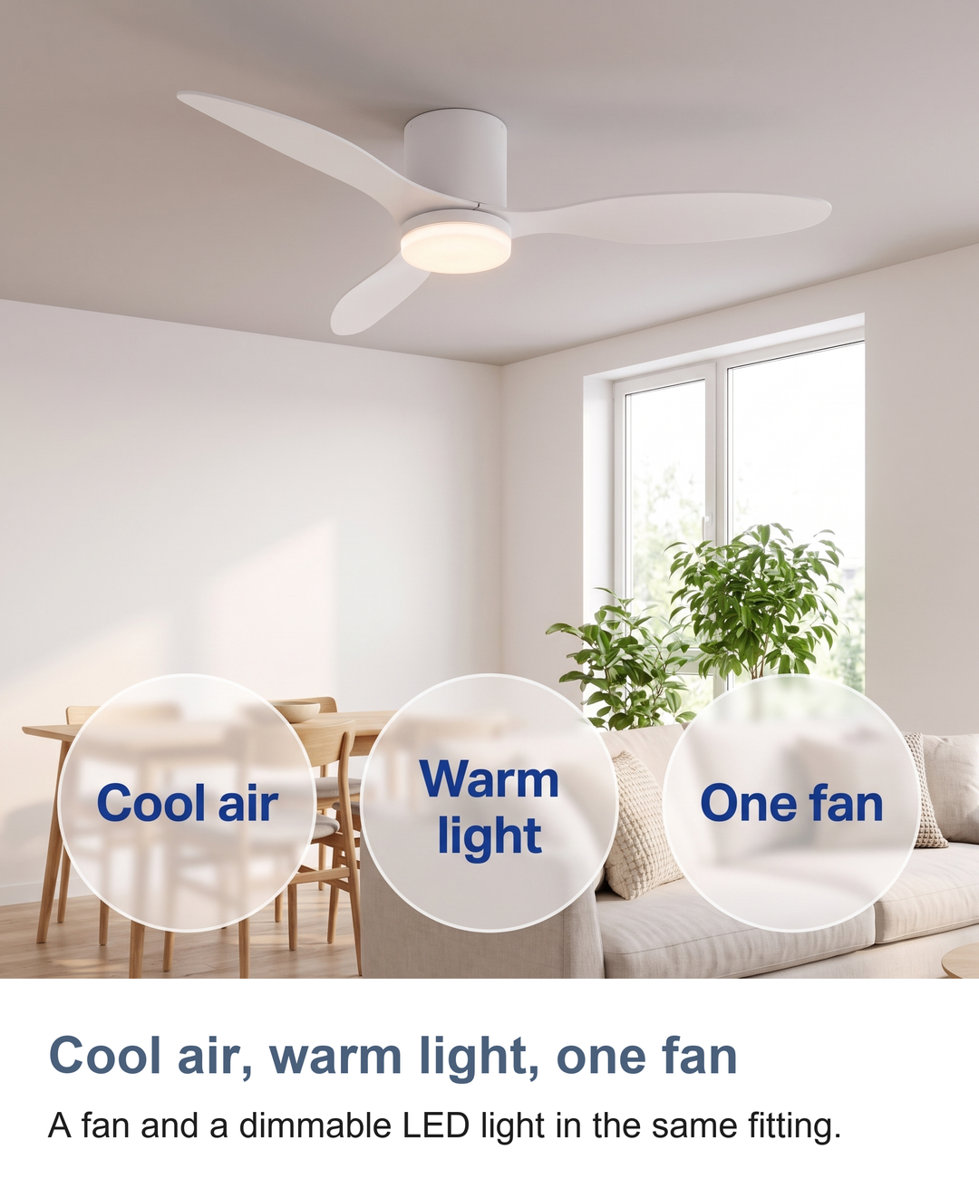 Low profile ceiling fan with light: Cool air, warm light, one fan