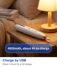 Automatic curling iron charging by USB with the charge light on and a 4800mAh, about 4 hours to charge label