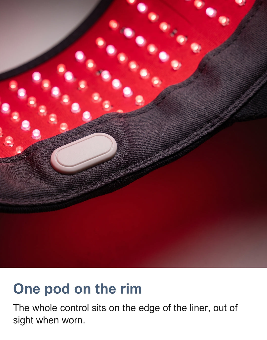 Macro of the control pod on the rim of the red light cap liner