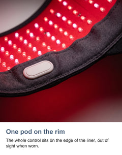 Macro of the control pod on the rim of the red light cap liner