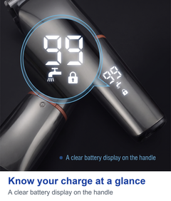 Close up of the trimmer's LED battery display