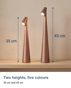 Cordless rechargeable table lamp: Two heights, five colours