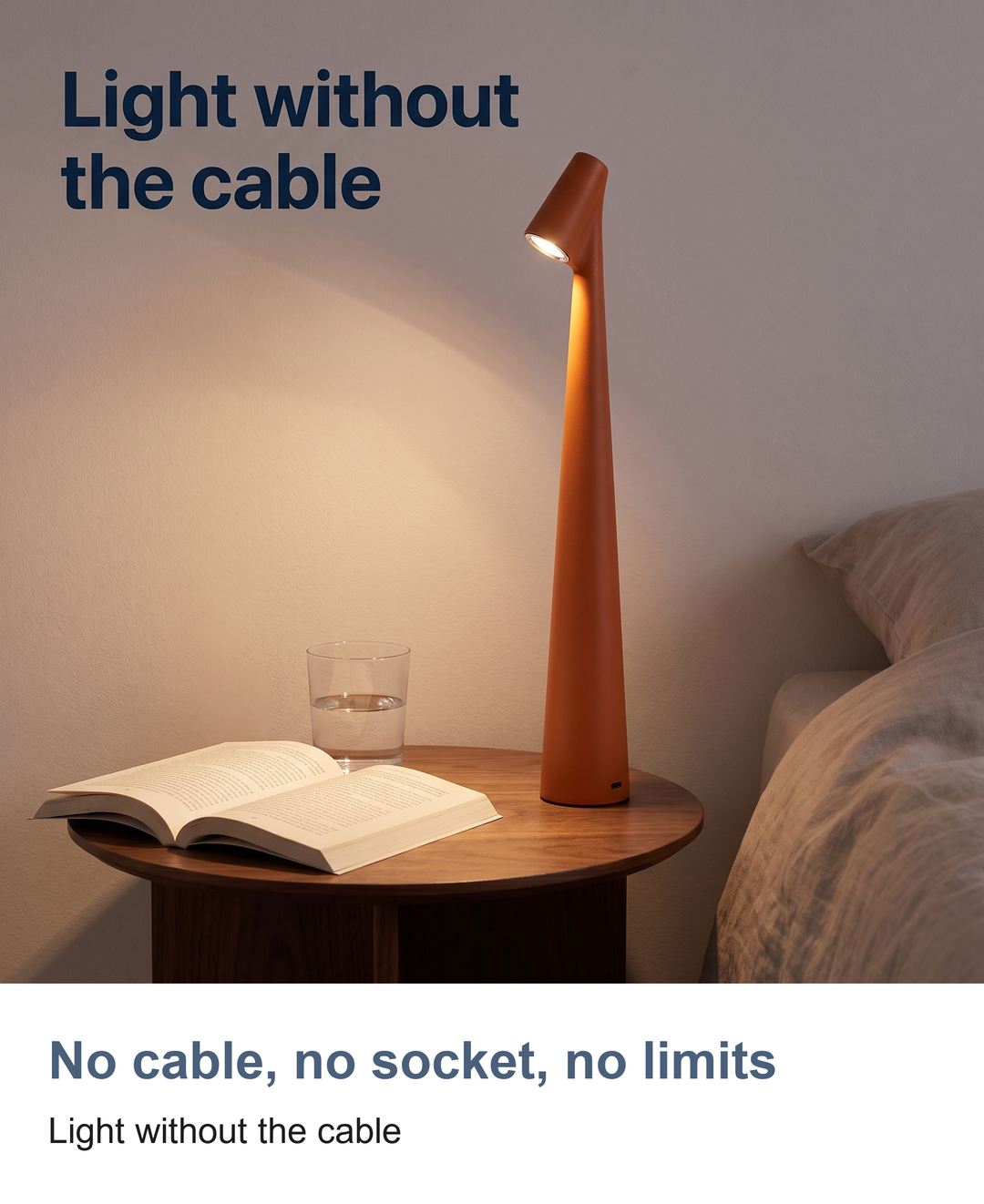 Cordless rechargeable table lamp: No cable, no socket, no limits