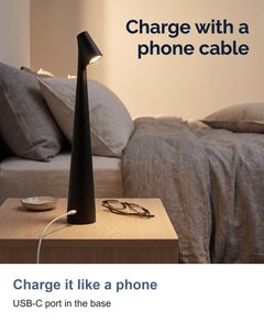 Cordless rechargeable table lamp: Charge it like a phone