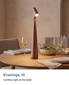Cordless rechargeable table lamp: Evenings, lit