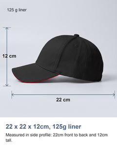 Measured side view of the red light cap, 22cm front to back and 12cm tall