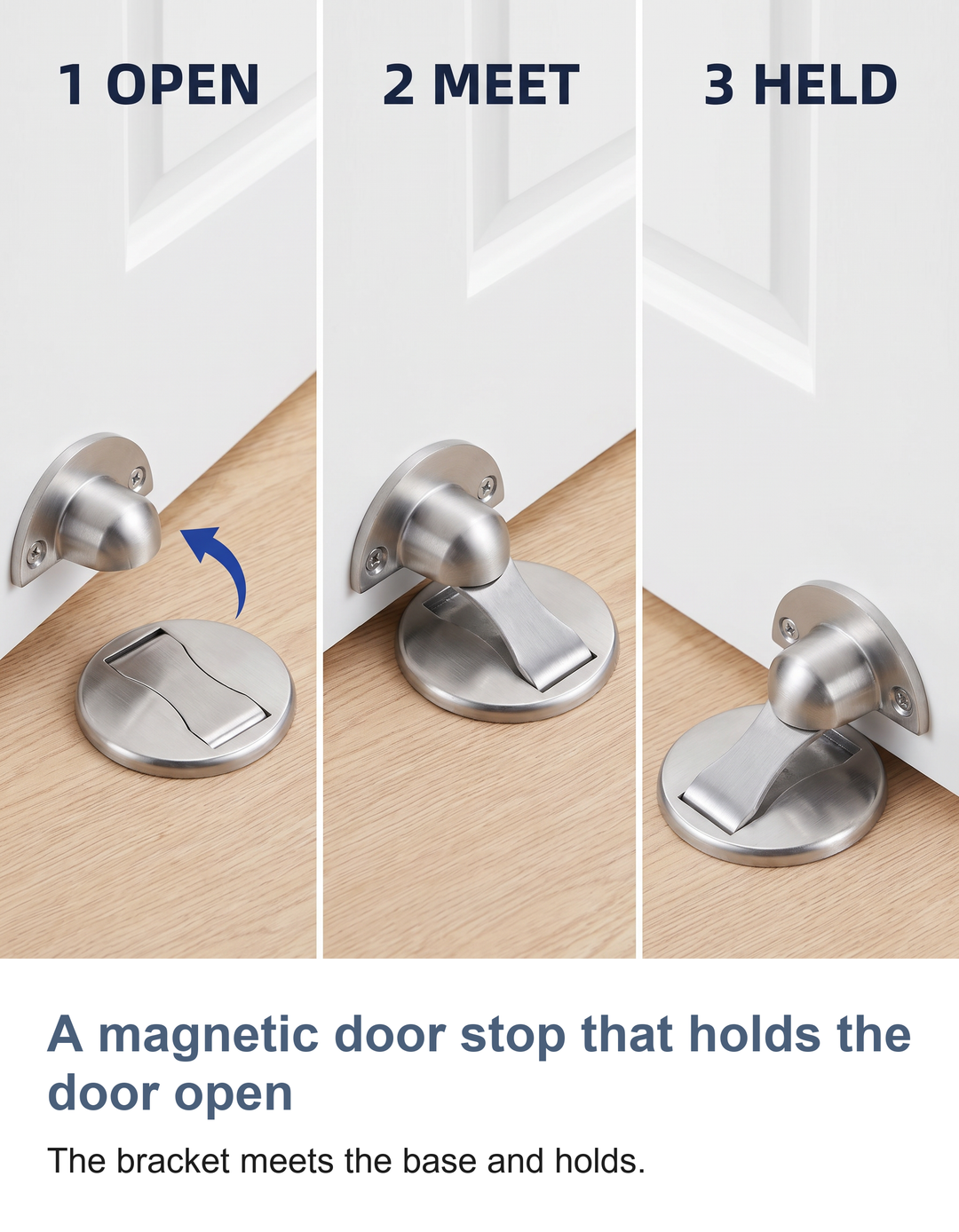 Magnetic door stop: A magnetic door stop that holds the door open