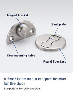 Magnetic door stop: A floor base and a magnet bracket for the door