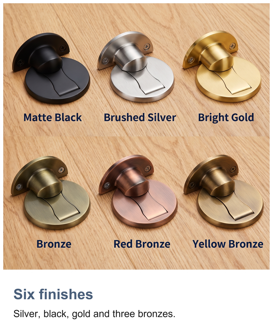 Magnetic door stop: Six finishes