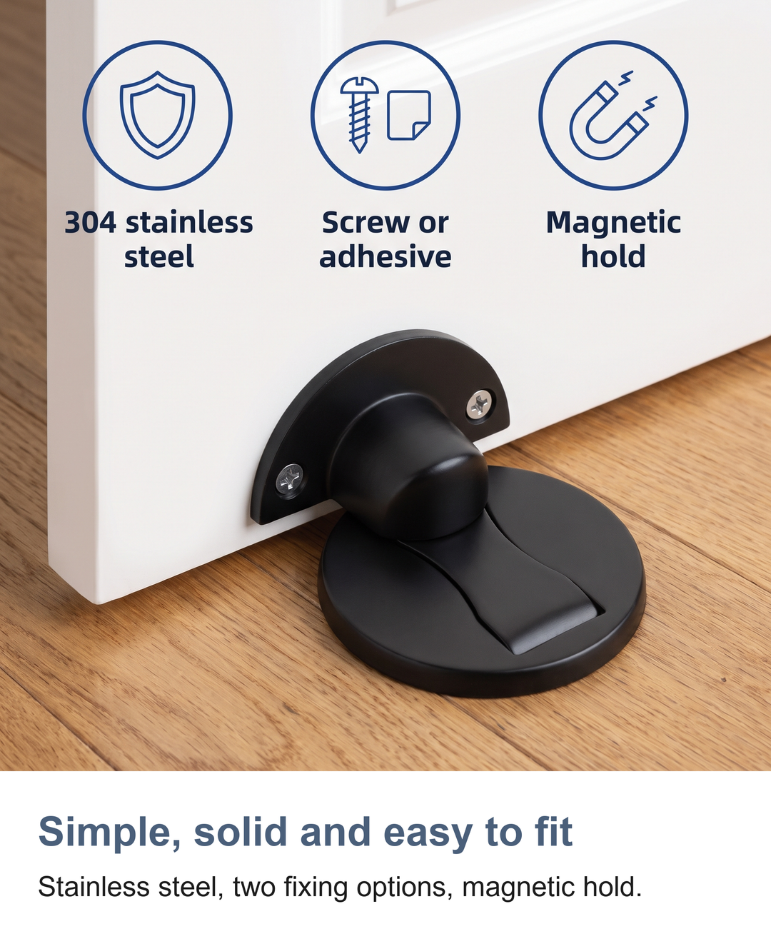 Magnetic door stop: Simple, solid and easy to fit