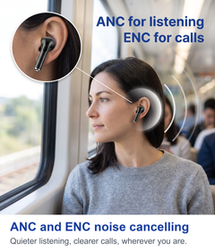 ANC and ENC noise cancelling. Quieter listening, clearer calls, wherever you are.