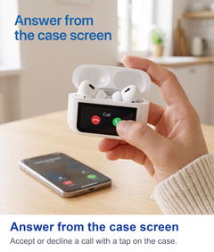 Answer from the case screen. Accept or decline a call with a tap on the case.