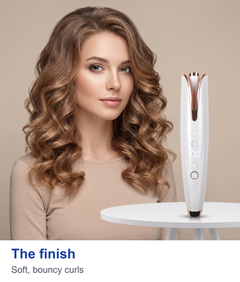 Soft bouncy curls made with the cordless automatic curling iron