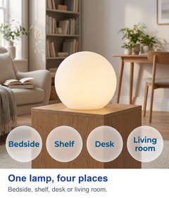 One lamp, four places. Bedside, shelf, desk or living room.